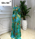 Women O-neck Long Sleeve Big Swing Tie Dye Print Long Dress 2026 Sexy Parties Evening Vacation Maxi Dresses Vestidos