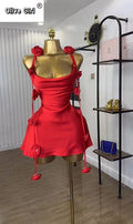 Women Floral Applique Sleeveless Strap Midi A-line Dress Summer Holiday Birthday Sexy Club Party Evening Dresses