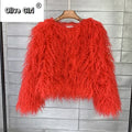 Solid Faux Fur Coats  Women Full Sleeve O-neck Open Stitch Covered Button Fur Jackets Winter Autumn Warm New Fashion