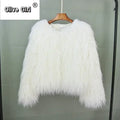 Solid Faux Fur Coats  Women Full Sleeve O-neck Open Stitch Covered Button Fur Jackets Winter Autumn Warm New Fashion