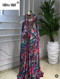 Women O-neck Long Sleeve Big Swing Tie Dye Print Long Dress 2026 Sexy Parties Evening Vacation Maxi Dresses Vestidos