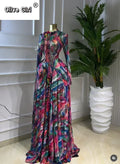 Women O-neck Long Sleeve Big Swing Tie Dye Print Long Dress 2026 Sexy Parties Evening Vacation Maxi Dresses Vestidos