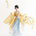 High-end Original Hanfu Dress with Golden Embroidery Flowers Tang-style Floor-length Ethereal and Charming Suitable for Spring and Summer Embroidery Daily Wear Classical Dance Costumes Cosplay Live Streaming and Travel