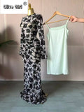Women Long Sleeve Stacked Mesh See Though with Lining Bodycon Long Dress 2025 Autumn Evening Birthday Sexy Party Dresses