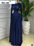 Women Lace Up O-neck Long Sleeve Big Swing A-line Maxi Dress 2026 Sexy Parties Education Vacation Long Dresses Vestidos