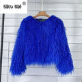 Solid Faux Fur Coats  Women Full Sleeve O-neck Open Stitch Covered Button Fur Jackets Winter Autumn Warm New Fashion