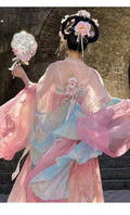 High-end Fairy Dress Pink Gradient Embroidery Hanfu Set Ethereal and Graceful Traditional Chinese Style for Daily Photoshoots Travel and Live Streaming Cosplay Women's Fashion Clothings
