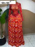 Women leaf Print patchwork smock Midi A-line Long Maxi Dress 2026 Elegant Evening Birthday Party Dresses Trendy Vestidos