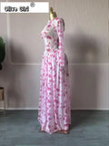 Women leaf Print patchwork smock Midi A-line Long Maxi Dress 2026 Elegant Evening Birthday Party Dresses Trendy Vestidos