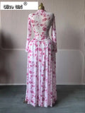Women leaf Print patchwork smock Midi A-line Long Maxi Dress 2026 Elegant Evening Birthday Party Dresses Trendy Vestidos