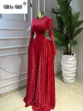 Women O-neck Long Sleeve Pleated Inner A-line Maxi Dress 2026 Evening Sexy Party Birthday Vacation Long Dresses Vestidos