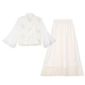 Oriental Classical Hanfu Top Stand-up Collar Embroidery with Improved Retro Skirt Two-piece Suit Women's Clothing