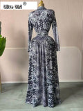 Women Plaid Round Neckline Long Sleeve Fit and Flare Long Maxi Dress 2025 Even Party Education Vacation Dresses Vestidos