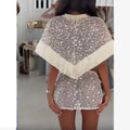 Silver Sequin Fringe 2 Piece Outfit Chic High‑neck Crop Top Mini Skirt Set 2026 Summer Beach Nightclub Party Women Matching Suit