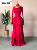 Women Skew Neck Flare Long Sleeve Ruched Stacked Maxi Long Dress Fall Birthday Evening Sexy Party Dresses with Scarf