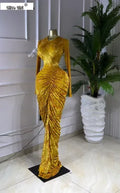 Women Velvet Ruched Stacked Long Sleeve Bodycon Midi Maxi Dress 2026 Street Party Sexy Vacation Long Dresses Vestidos