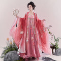 Olive Girl Red Embroidered Hanfu Dress for Ren Faire 2026 Garden Wedding Fairycore Photoshoot Everyday Wear S-XL XS-3XL Plus Size Hand Embroidered Flowing Sleeve Editorial Not Costume Chinese Heritage Fashion Women