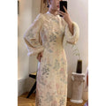 2026 Autumn Winter Retro Cheongsam Dress New Chinese Style Long Sleeved Stand Up Collar Embroidered with Velvet Improved Cheongsam Dress