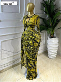 Women Striped Print Ribbon Ruched Long Sleeve Bodycon Maxi Long Dress 2026 Sexy Birthday Party Education Trendy Dresses