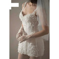 Customized White Spaghetti Strap Wedding Dresses Sleeveless Lace-Up Elegant Bridal Gowns Beaded Mini Wedding Gowns