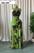 Women Printed Sleeveless with Sashes Fit and Flare A-line Maxi Dress 2026 Streetwear Beach Holiday Long Dresses Vestido