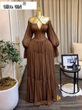 2026 Fall Winter Women Long Sleeve Slash Neck Long Maxi Dress Slim Evening Birthday Trendy Sexy Vacation Party Dresses