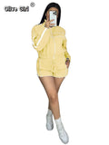 Women's Set Long Sleeve Jacket + Shorts Suit 2025 Summer Streetwear Active Slim Sporty Two 2 Piece Set Outfit Tracksuit