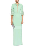 2026 New Arrivals Summer Fashion Heavy Industry Beaded Diamond Slim Maxi Dress Women's Half Sleeve Female Vestidos