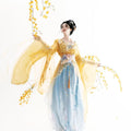 High-end Original Hanfu Dress with Golden Embroidery Flowers Tang-style Floor-length Ethereal and Charming Suitable for Spring and Summer Embroidery Daily Wear Classical Dance Costumes Cosplay Live Streaming and Travel