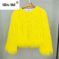 Solid Faux Fur Coats  Women Full Sleeve O-neck Open Stitch Covered Button Fur Jackets Winter Autumn Warm New Fashion