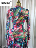 Women O-neck Long Sleeve Big Swing Tie Dye Print Long Dress 2026 Sexy Parties Evening Vacation Maxi Dresses Vestidos