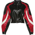 Zip Women Varsity Jacket Faux Leather Patchwork Cinched Waist Autumn Fashion Wild Street Hipster Uniform Crop Coat
