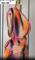 Tie Dye Printed Women's Set Ruched Short Sleeve T-Shirt Tops and Stacked Mini Skirts Suit 2025 Two 2 Piece Sets Outfit