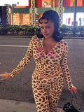 Leopard Letter Print 2 Piece Set Women Tracksuit Sporty Casual Hooded Crop Jacket+Flare Pants Stretch Matching Suits