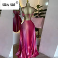 Elegant Sleeveless Sweet Strapless Gradient Floor-Length Long Women Dress Beach Party Evening Sexy Pleated Dresses