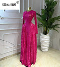 Women O-neck Long Sleeve Pleated Inner A-line Maxi Dress 2026 Evening Sexy Party Birthday Vacation Long Dresses Vestidos