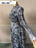 Women Plaid Round Neckline Long Sleeve Fit and Flare Long Maxi Dress 2025 Even Party Education Vacation Dresses Vestidos