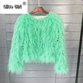 Solid Faux Fur Coats  Women Full Sleeve O-neck Open Stitch Covered Button Fur Jackets Winter Autumn Warm New Fashion