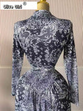 Women Plaid Round Neckline Long Sleeve Fit and Flare Long Maxi Dress 2025 Even Party Education Vacation Dresses Vestidos